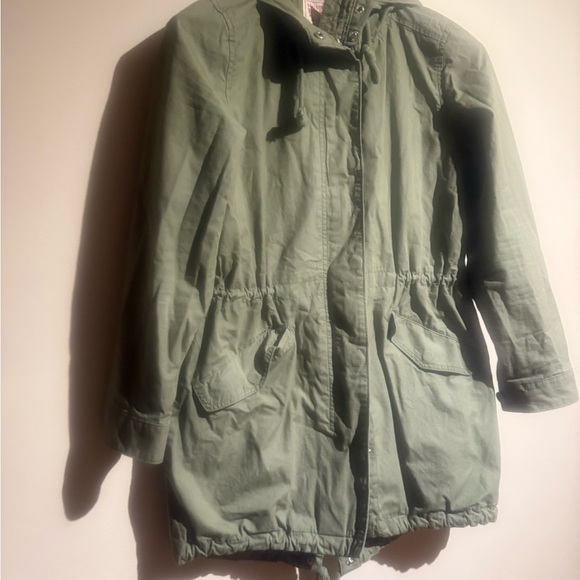 Levis Jacket Womens XS Green Cargo Utility Military Style Zip Snap Hood - Picture 2 of 5